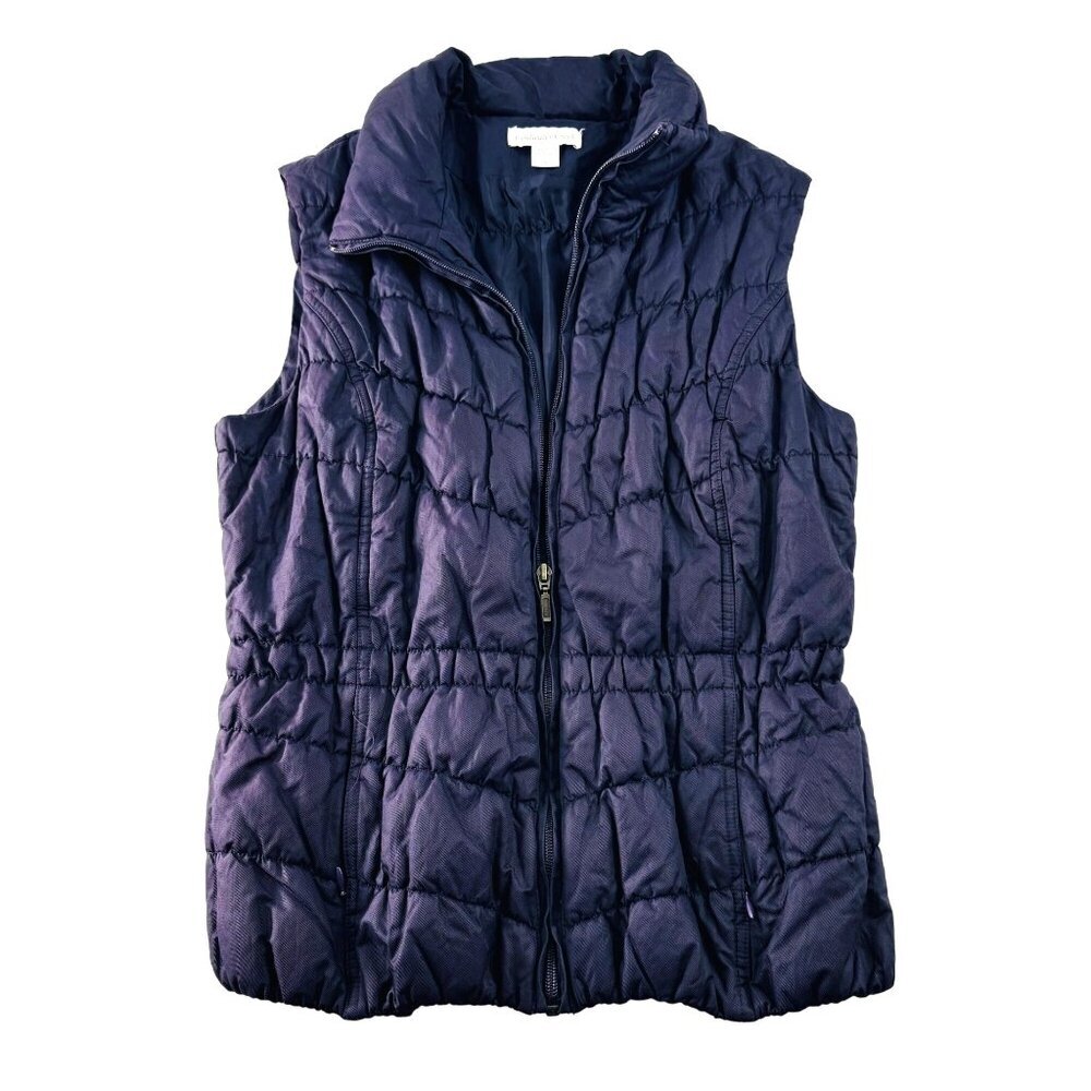 Coldwater Creek Womens Quilted Vest S Purple Puffer Zip-Up Lightweight Cotton/Ny